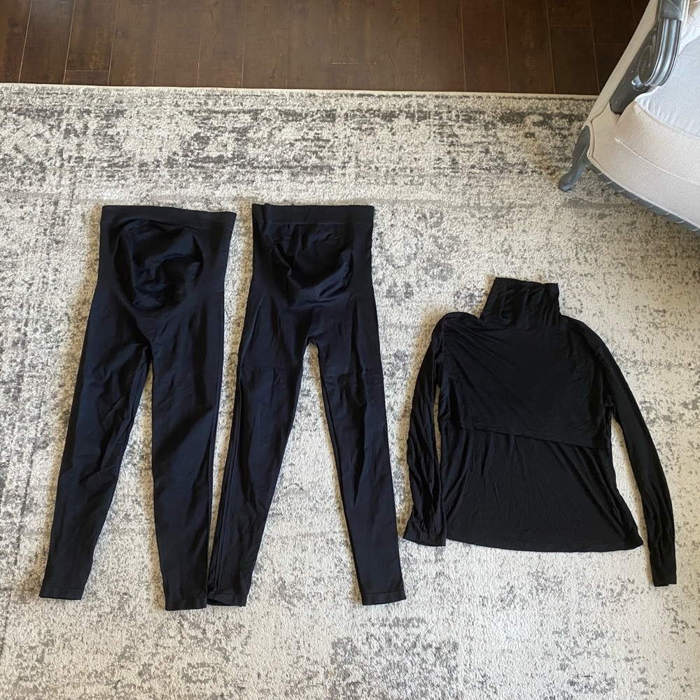 SOLD - 2 BLANQI® Everyday maternity leggings + nursing top